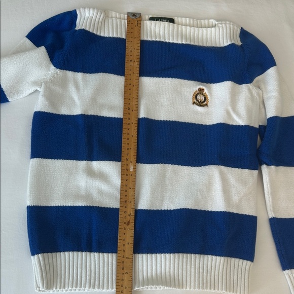 Ralph Lauren Blue and White Striped Boat Neck Sweater PS cotton - Picture 5 of 9
